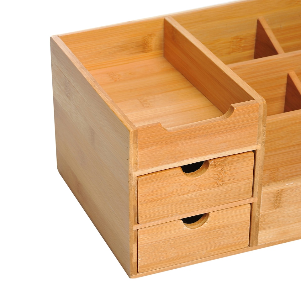 image 1 of HOMCOM Organiser Holder Multi-Function Storage Caddy Drawers Natural Bamboo