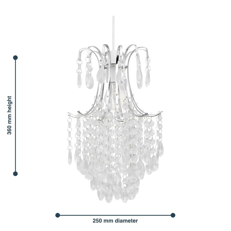 image 1 of First Choice Lighting Set of 2 Chandelier Style Easy Fit Ceiling Light Shades Clear | Chrome