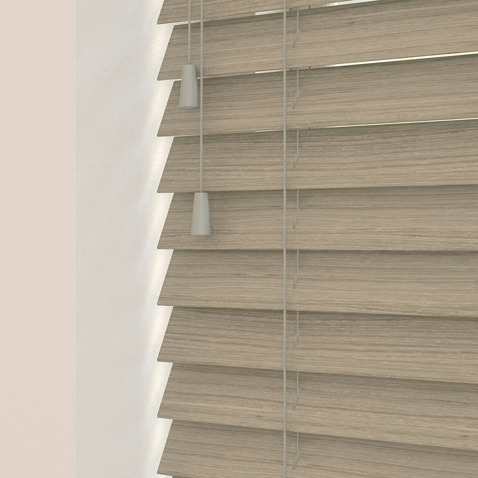 image 1 of 150cm Country Oak Wooden Venetian Blinds With Strings (130cm drop)