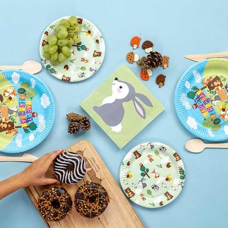 image 1 of Woodland Animals Round Paper Plates 18cm - Pack of 8