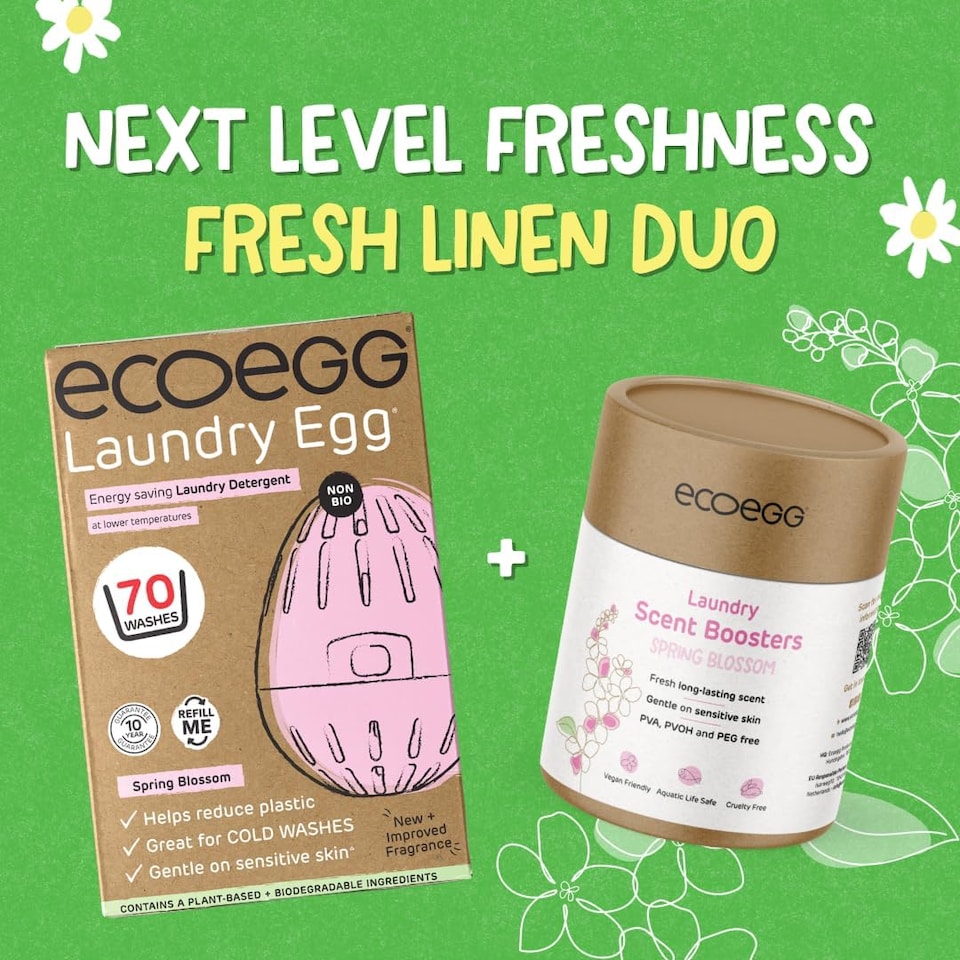 image 1 of Ecoegg Laundry Scent Boosters - Spring Blossom Twin Pack (2 x 250g) – Long Lasting Fragrance, Plastic-Free, PEG-Free, No Microplastics