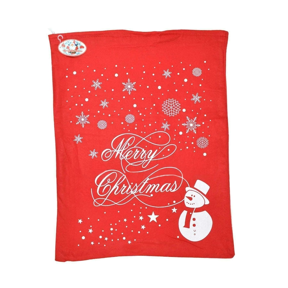 image 1 of 46 x 60cm Large Christmas Santa Sack Snowflake Snowman 1Pc