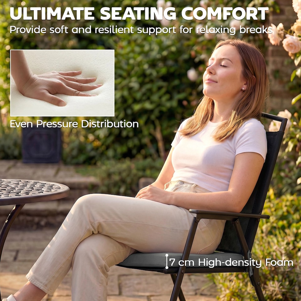 image 1 of Outsunny Seat Cushions with Machine Washable Cover | Grey | Dark Grey | 46 x 42 x 7 cm