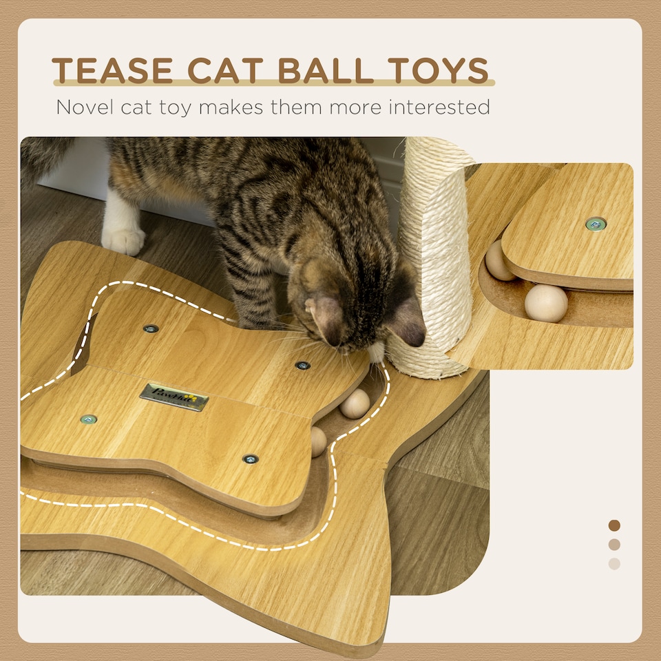 image 1 of PawHut 90cm Cat Tree Tower with Bed, Toy Ball, Scratching Post, Beige