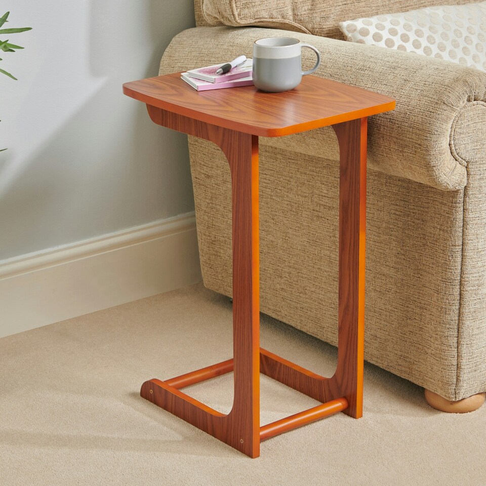 image 1 of Greenhurst C-Shaped Side Table with Oak Veneer Finish – Compact & Stylish Brown | Oak