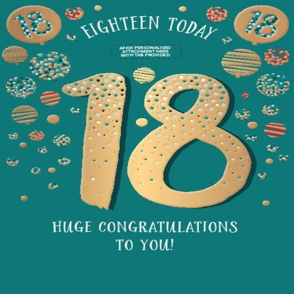 Words 'n' Wishes Traditional Age 18 Birthday Card Male, Boys Birthday Card 18th Birthday, Multi-Coloured 23.5 x 16.5 cms