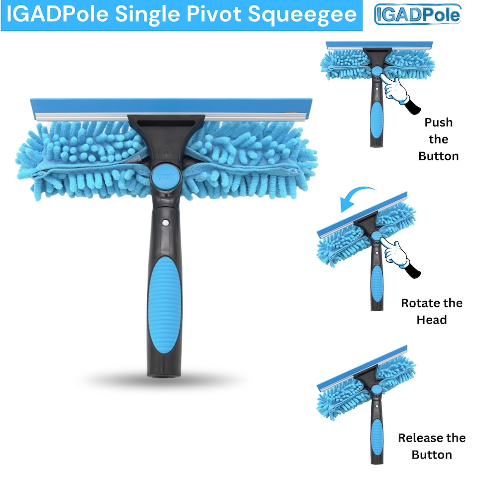 image 1 of 10ft Window Squeegee with Extension Pole, Window Cleaner Tool with 2-Stage Telescoping Pole, Window Cleaning Kit with 10ft Pole (3m) & Microfiber Cloths, 2 Blades Replacements & ACME Adapter
