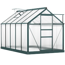 Outsunny 6x10ft Walk-In Polycarbonate Greenhouse Plant Grow Galvanized Aluminium