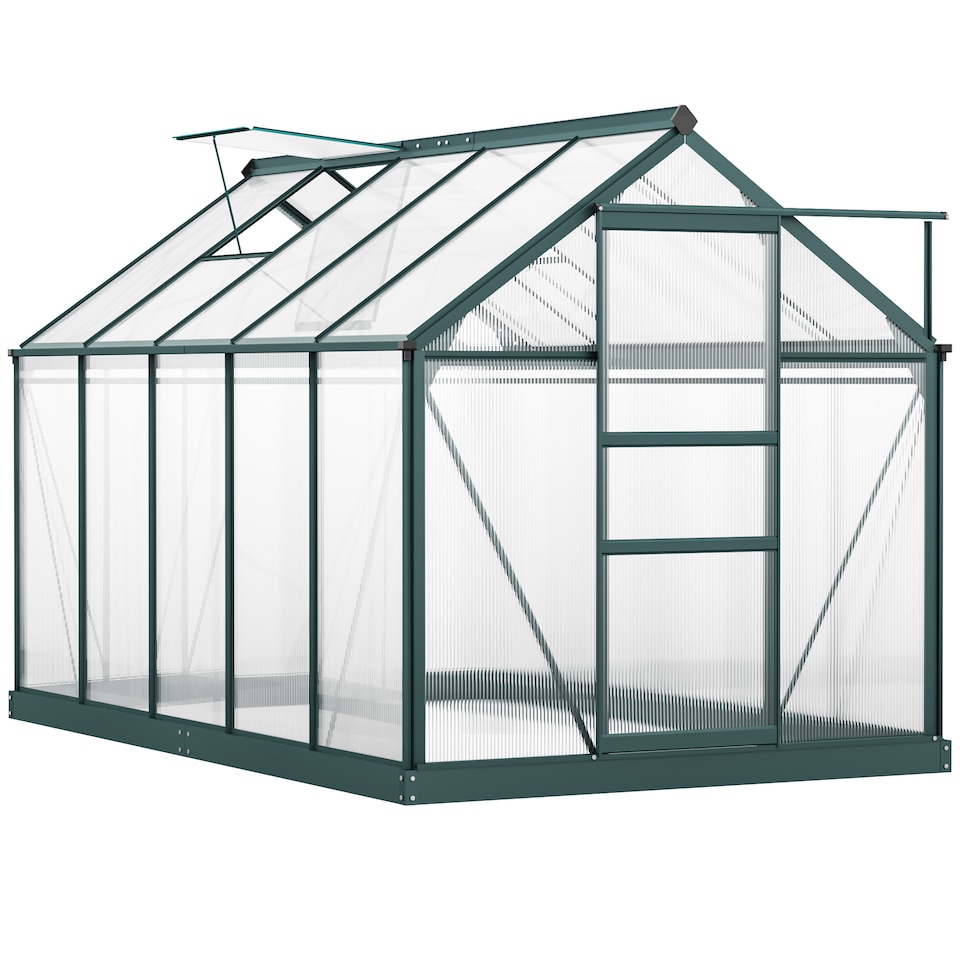 image 1 of Outsunny 6x10ft Walk-In Polycarbonate Greenhouse Plant Grow Galvanized Aluminium