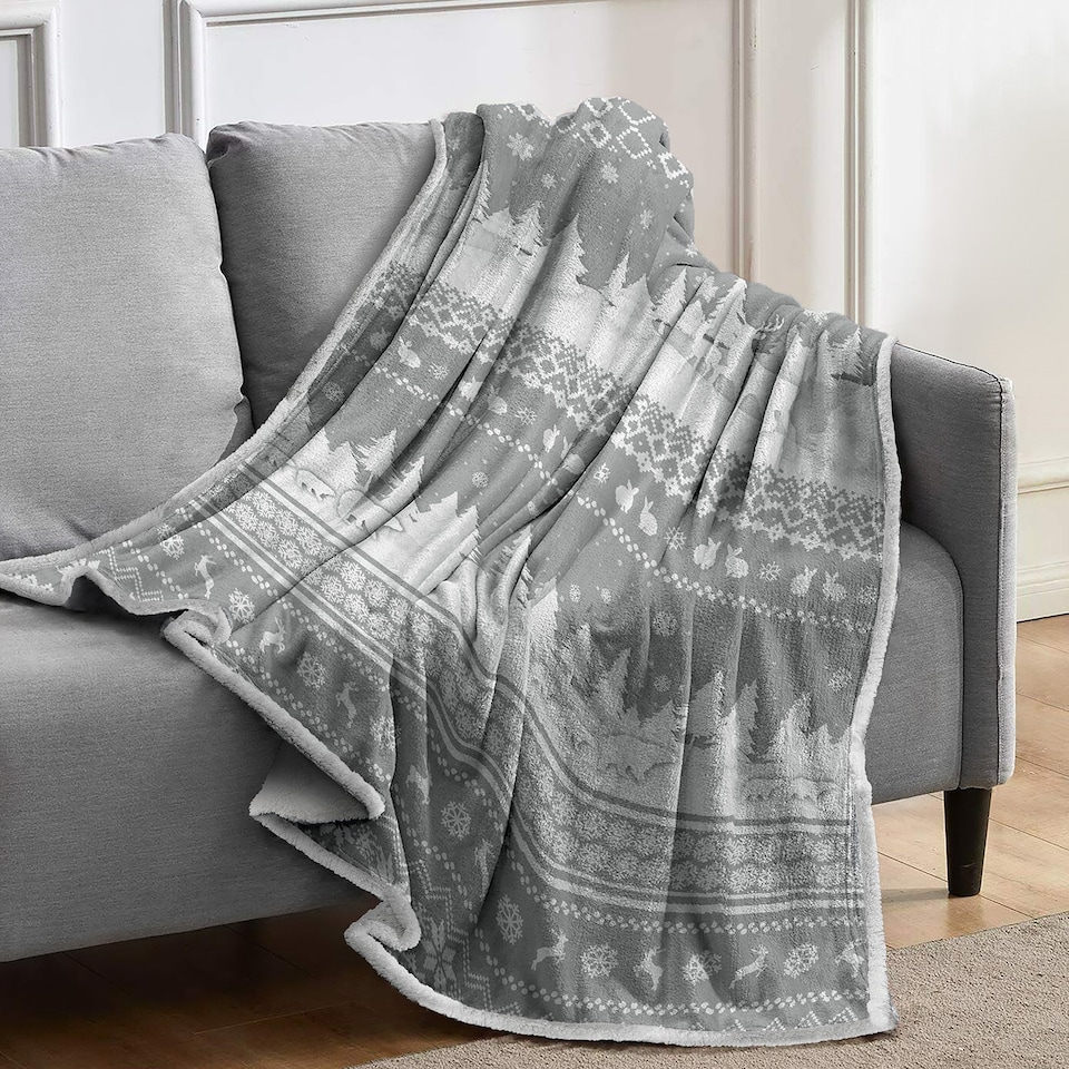 image 1 of Velosso Nordic Sherpa Reverse Blanket Throw
