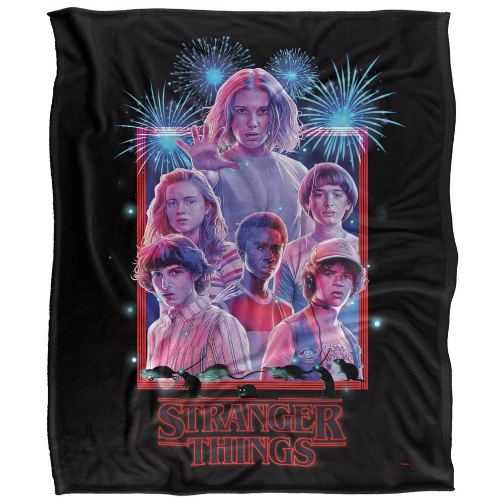Stranger Things 3 July 4Th Silky Supersoft Throw | Black | Black