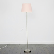ValueLights Modern Floor Lamp In Brushed Chrome Metal Finish With Pink Shade