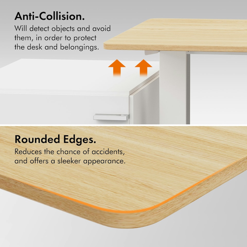 image 1 of VonHaus Adjustable Electric Standing Desk with USB-C charging, Maple
