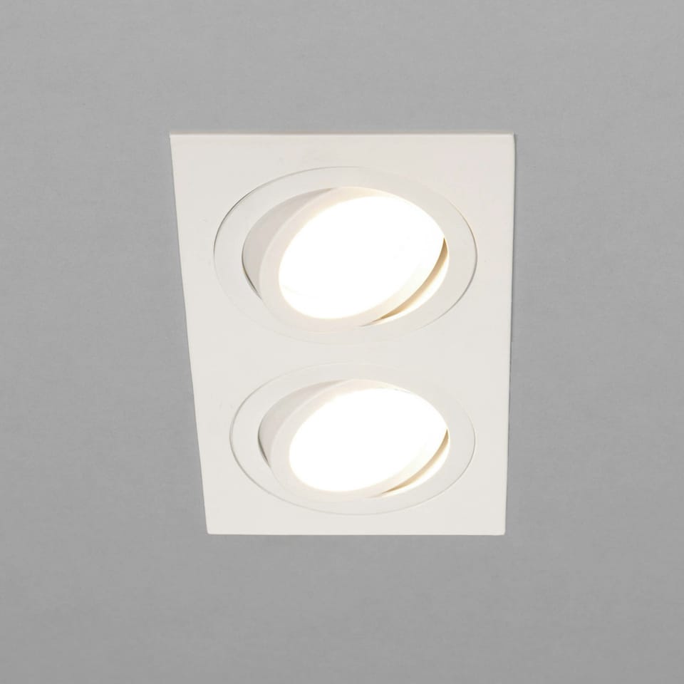 image 1 of BHS Faina 2 Light Adjustable Double Recessed Spotlight | White | White | 1