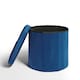 image 4 of OHS Matte Velvet Soft Round Foldable Footstool Seat Storage Organiser Ottoman Blue | Teal