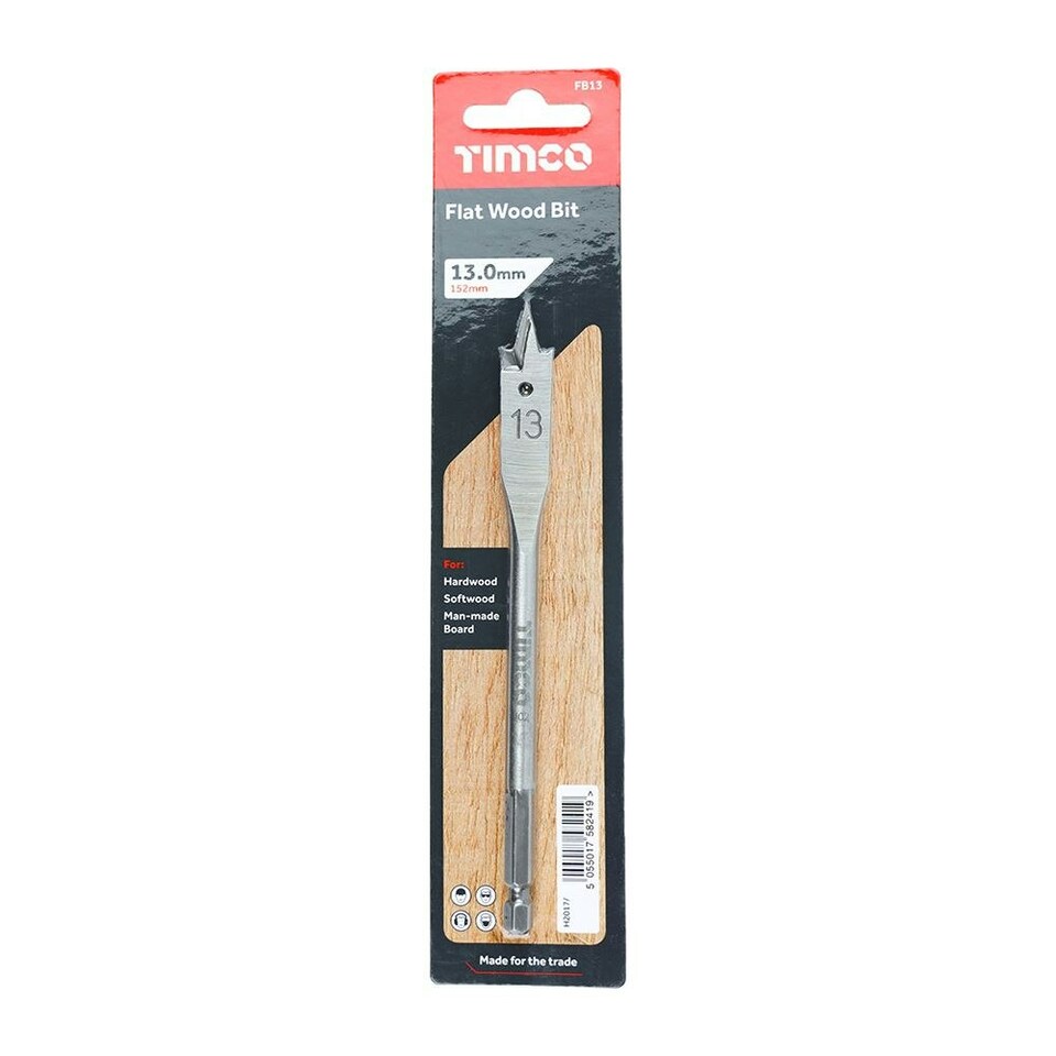 image 1 of Timco - Flat Wood Bit (Size 13.0 x 152 - 1 Each)
