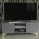 image 8 of Bold TV unit 120cm grey ribbed fronts gold accents Grey