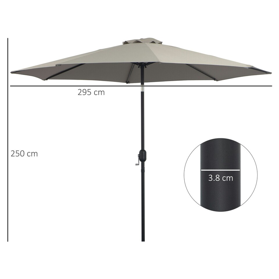 image 1 of Outsunny 3(m) Patio Umbrella Outdoor Sunshade Canopy Tilt Grey