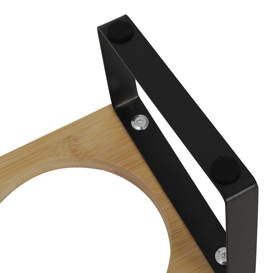 image 1 of Living and Home Elevated Dual-Bowl Pet Feeder with 10° Tilt – Stainless Steel Bowls | Brown | Grey | 33cm W x 16cm D x 12cm H | 1