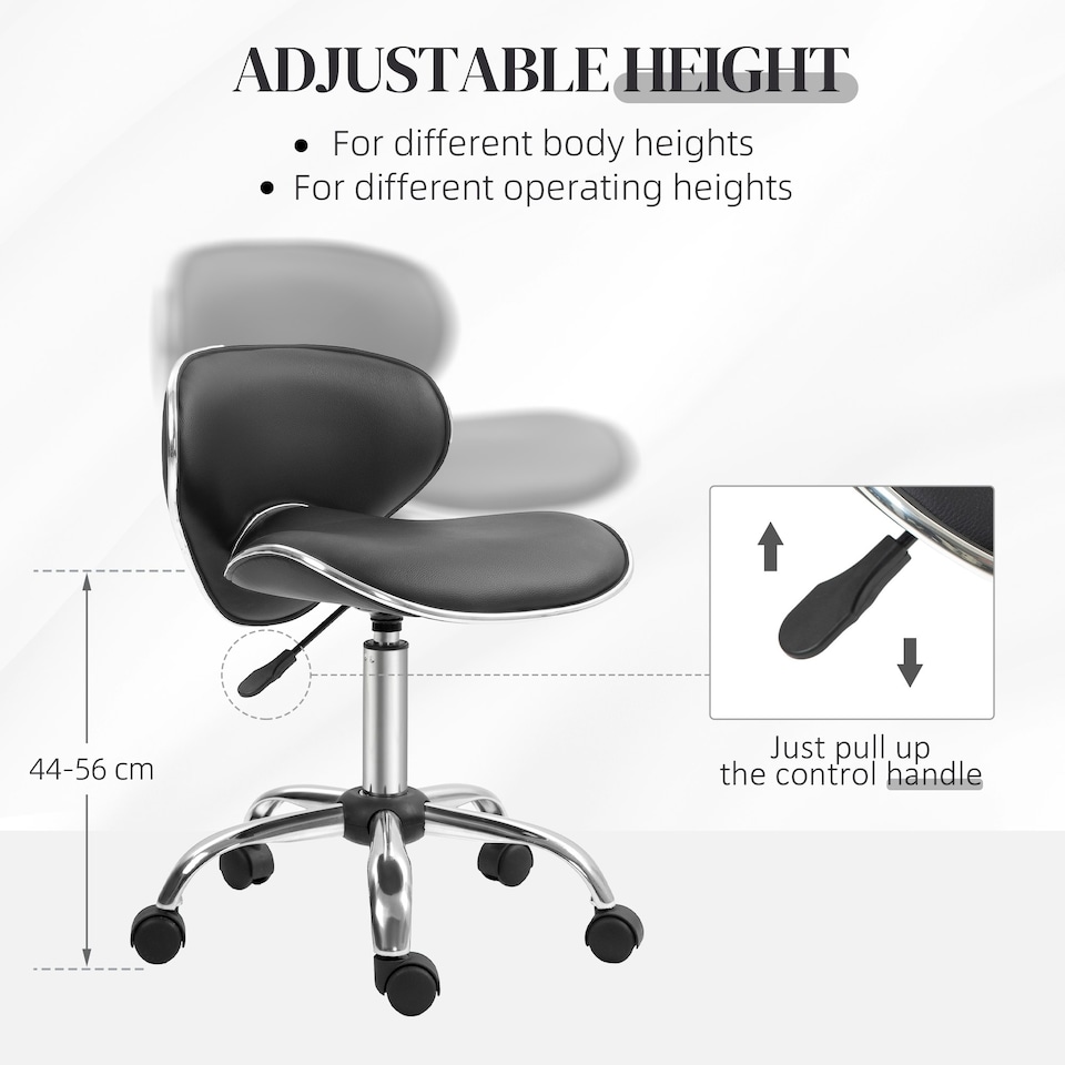 image 1 of HOMCOM Office Chair Beauty Salon Rolling Technician Stool Chair Grey