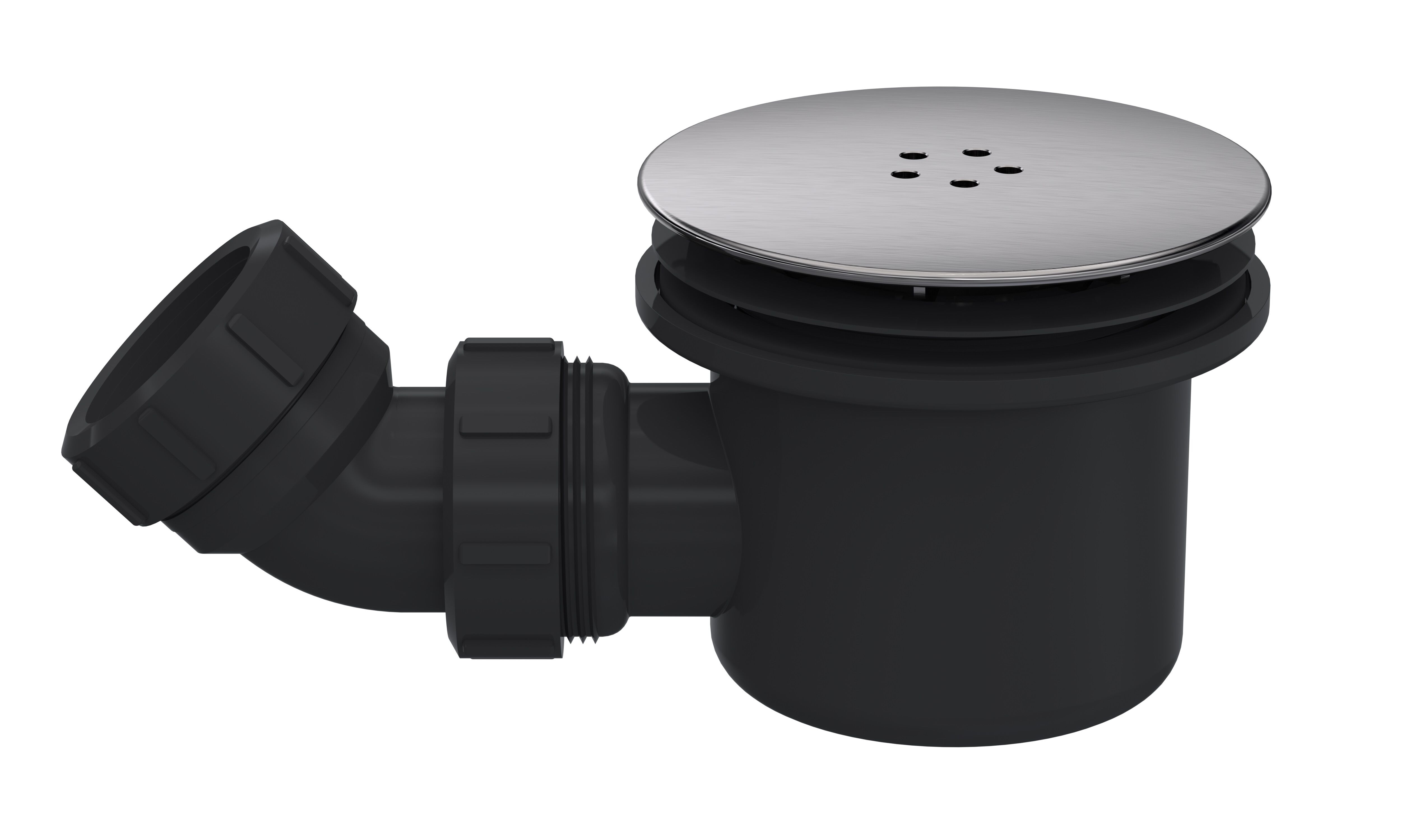 Balterley Resin Shower Tray Mega Flow Waste with Trap & Domed Cap, Fast Flow Design Silver Brushed Pewter 1