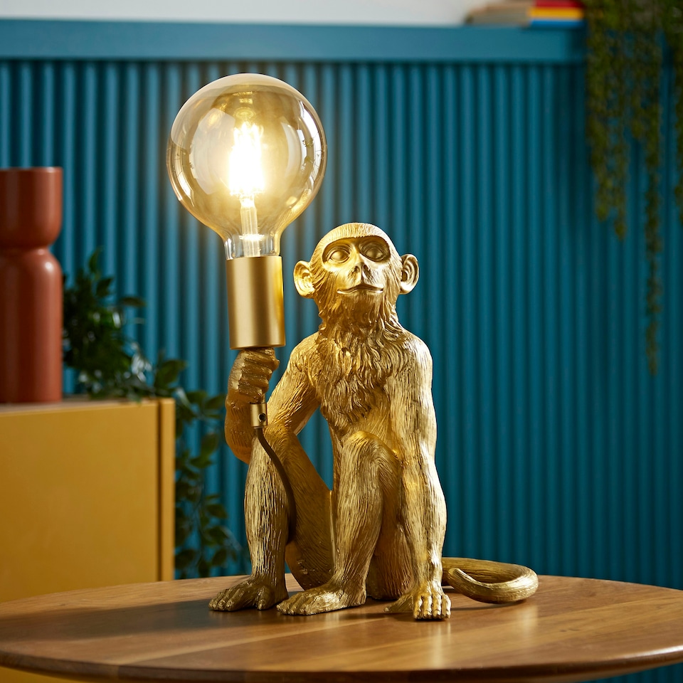 image 1 of ValueLights George Monkey Gold Table Lamp Gold