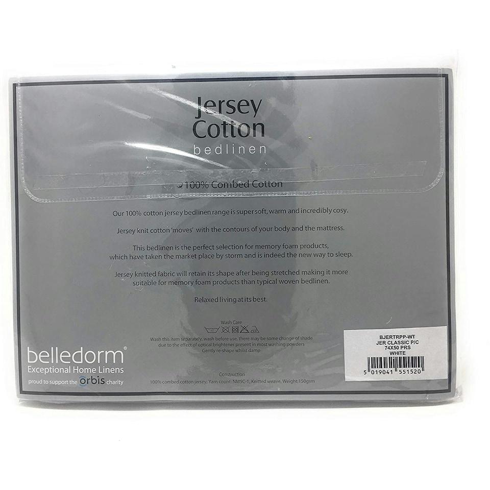 image 1 of Belledorm Jersey Cotton Contour Pillowcase (Pair) - White - L