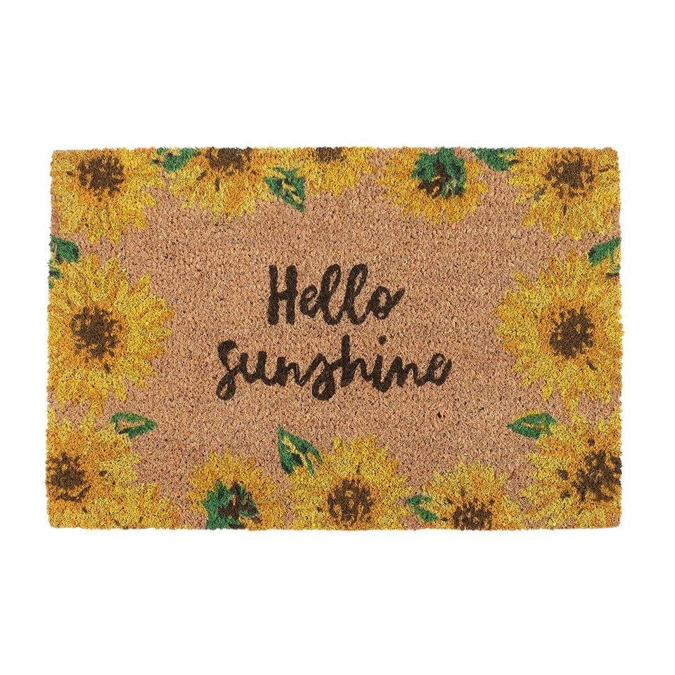 image 1 of Natural Coir Hello Sunshine Sunflower Doormat - 60x40cm