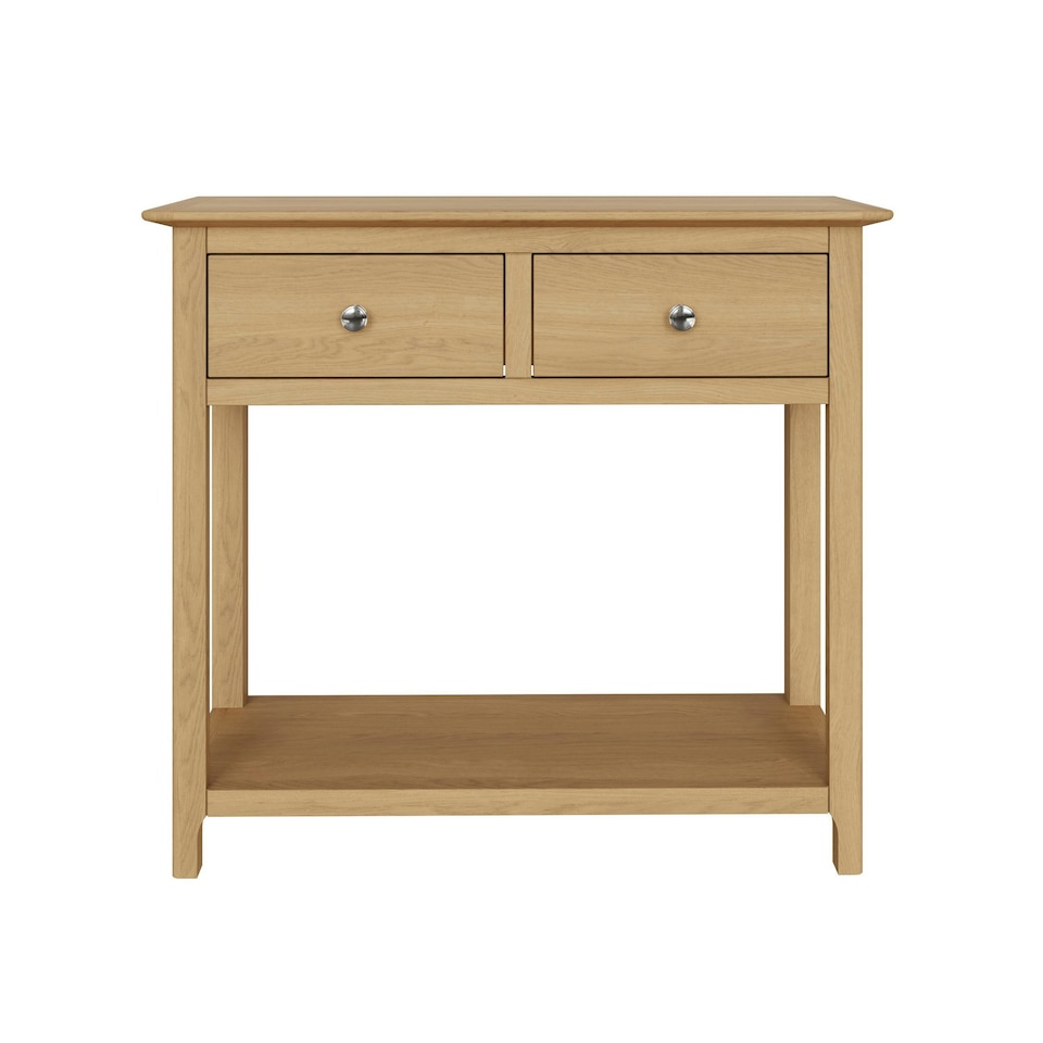 image 1 of Taberno Oak 2 Drawer Console Hallway Table Natural Oak Brown