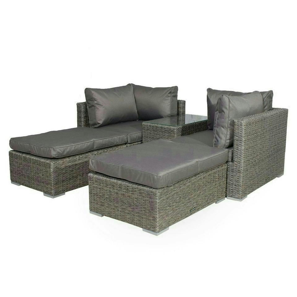 image 1 of Paris 4 Seater 5 Pos Multi Relaxer Set - Synthetic Rattan - H52 x W75 x L40 cm - Natural