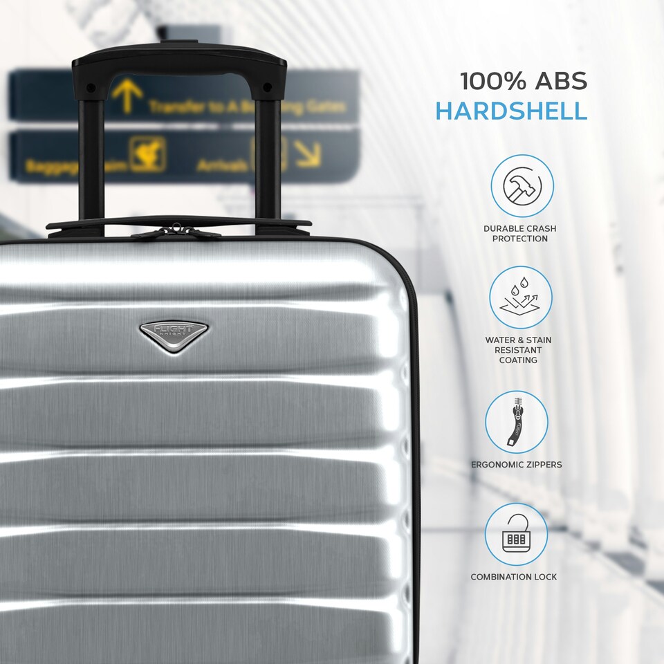 image 1 of Flight Knight Suitcase Sets 3 Piece, Large Suitcase, Extra Large Suitcase, easyJet Cabin Bag 45x36x20cm Underseat Carry On, 100+ Airlines Approved - BA, Ryanair Blue | Aqua/Tan | Large
