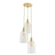 image 4 of ValueLights Kira Glass Cloche Dome 3 Drop Cluster Brushed Gold Ceiling Pendant Light Gold