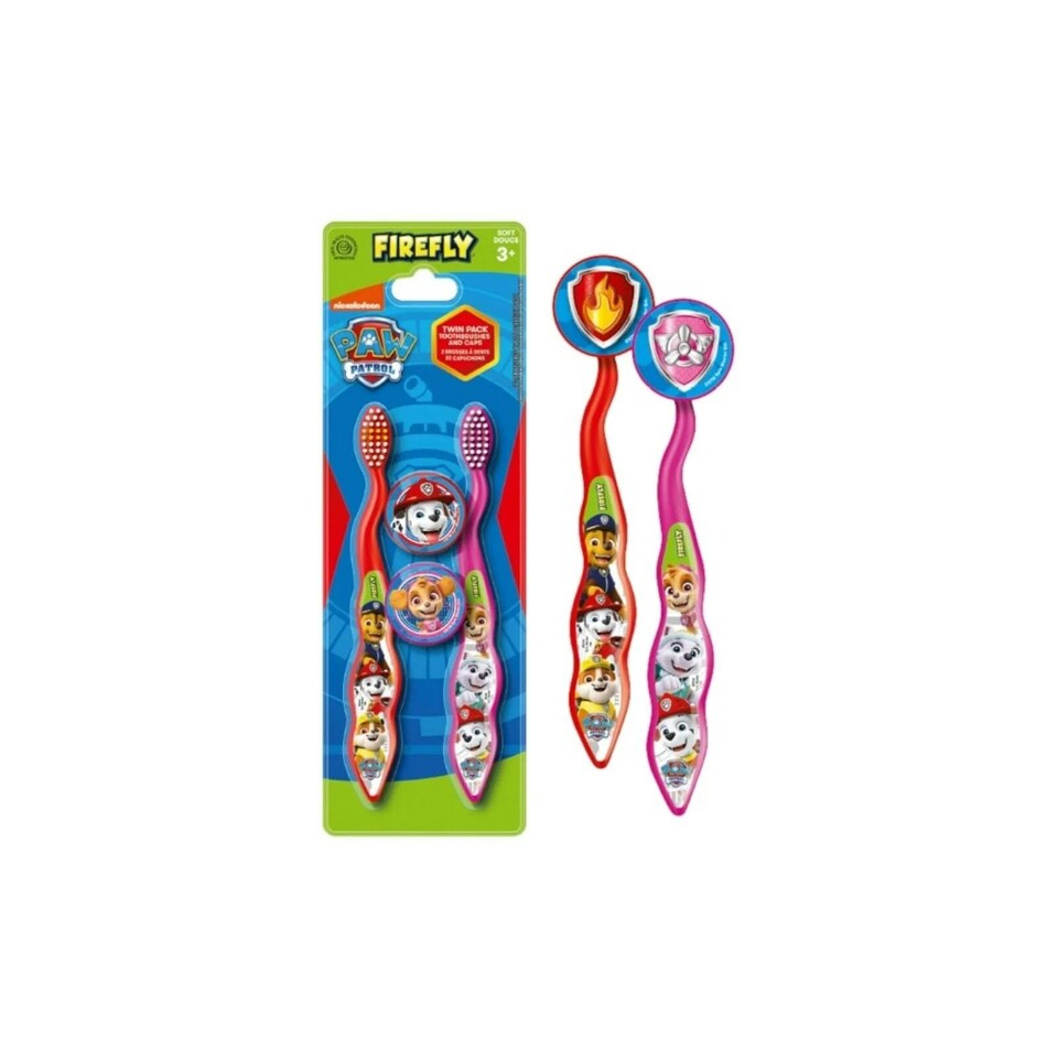 image 1 of Paw Patrol Toothbrushes & Caps Pack of 2