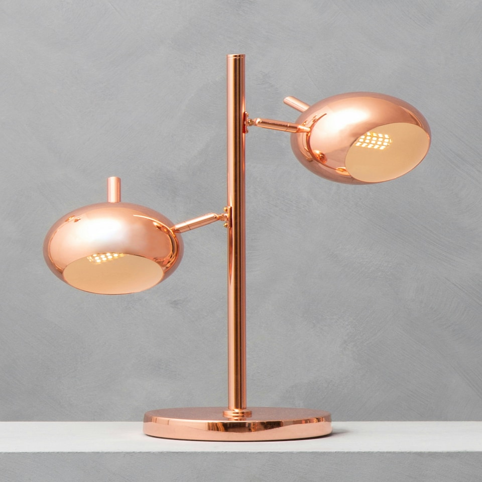 image 1 of Interiors by Premier Copper Finish Table Lamp With Two Lights Gold