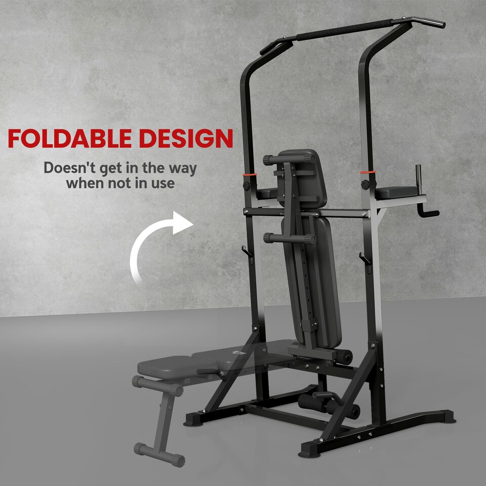 image 1 of HOMCOM Adjustable&Folded Dip Stands Multi-Function Pull-ups Sit-ups Fitness tool