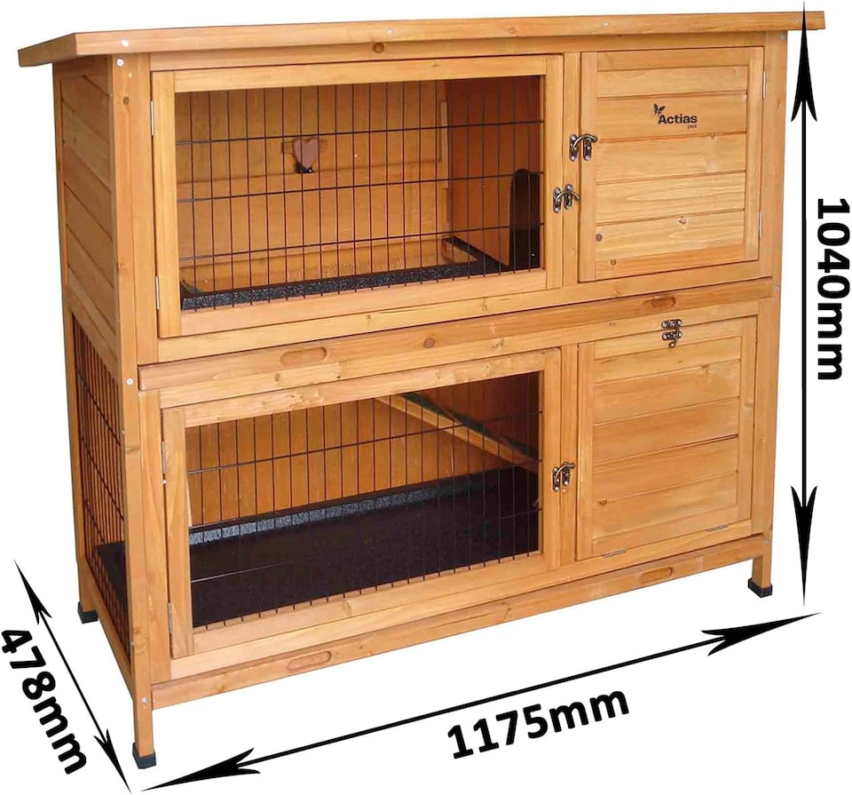 image 1 of Actiaspet - Wooden Two-Tier Rabbit or Guinea Pig Hutch - 4ft