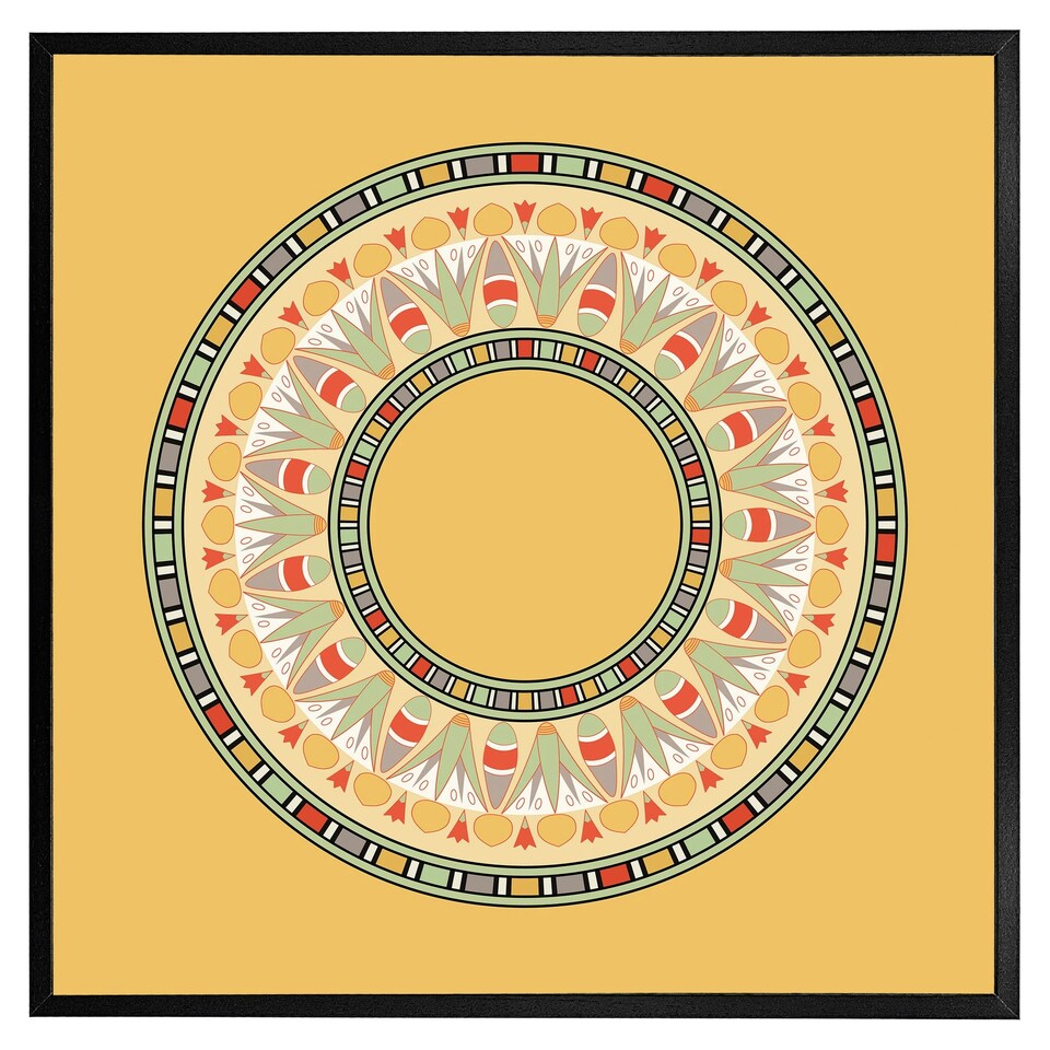 image 1 of Orange circle ornament. round frame (Picture Frame) White | XS