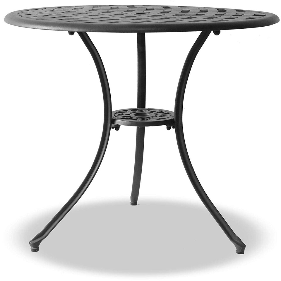 image 1 of Centurion Supports OSHOWA Garden and Patio Table and 4 Large Chairs with Armrests Cast Aluminium Bistro Set - Black