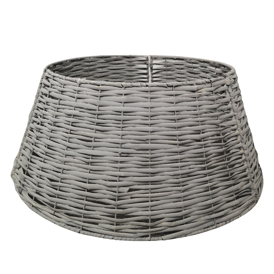 image 1 of 40/58cm Samuel Alexander KD Willow Christmas Tree Skirt Wicker Rattan- Medium Light Grey