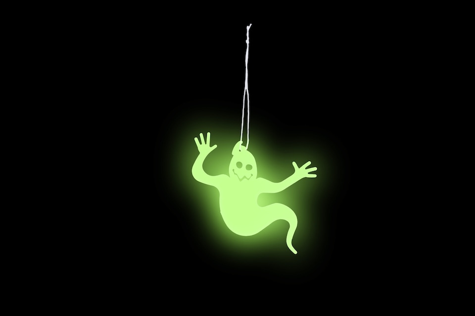 image 1 of Glow in the Dark Ghost Halloween Hanging Decorations 20cm - Pack of 3