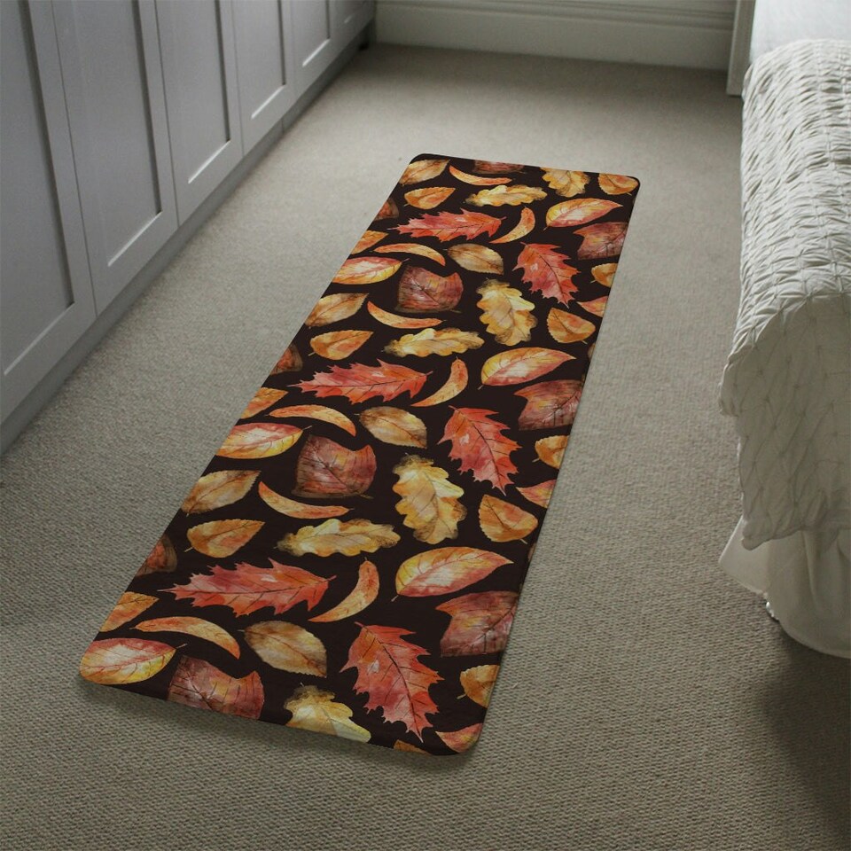 image 1 of Autumn Leaves on Black (Runner Rug) Multi
