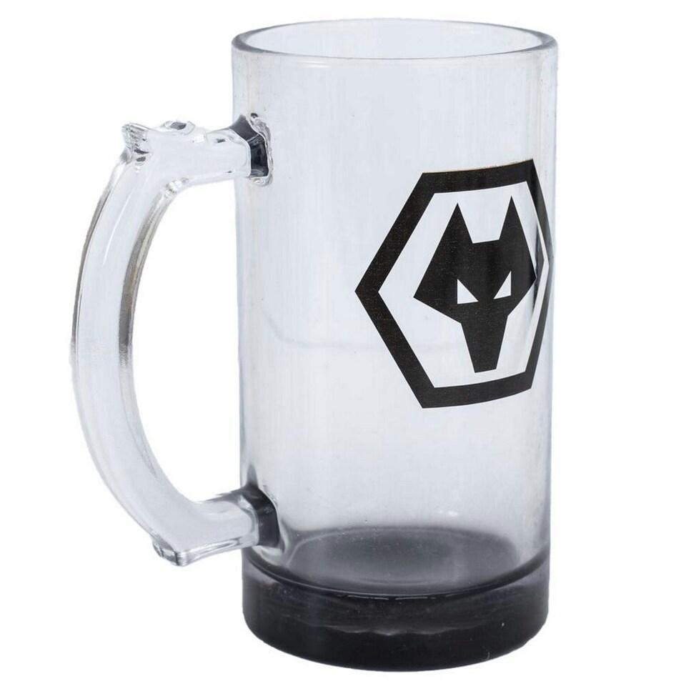 image 1 of Wolverhampton Wanderers FC Glass Tankard - Clear/Black - One Size