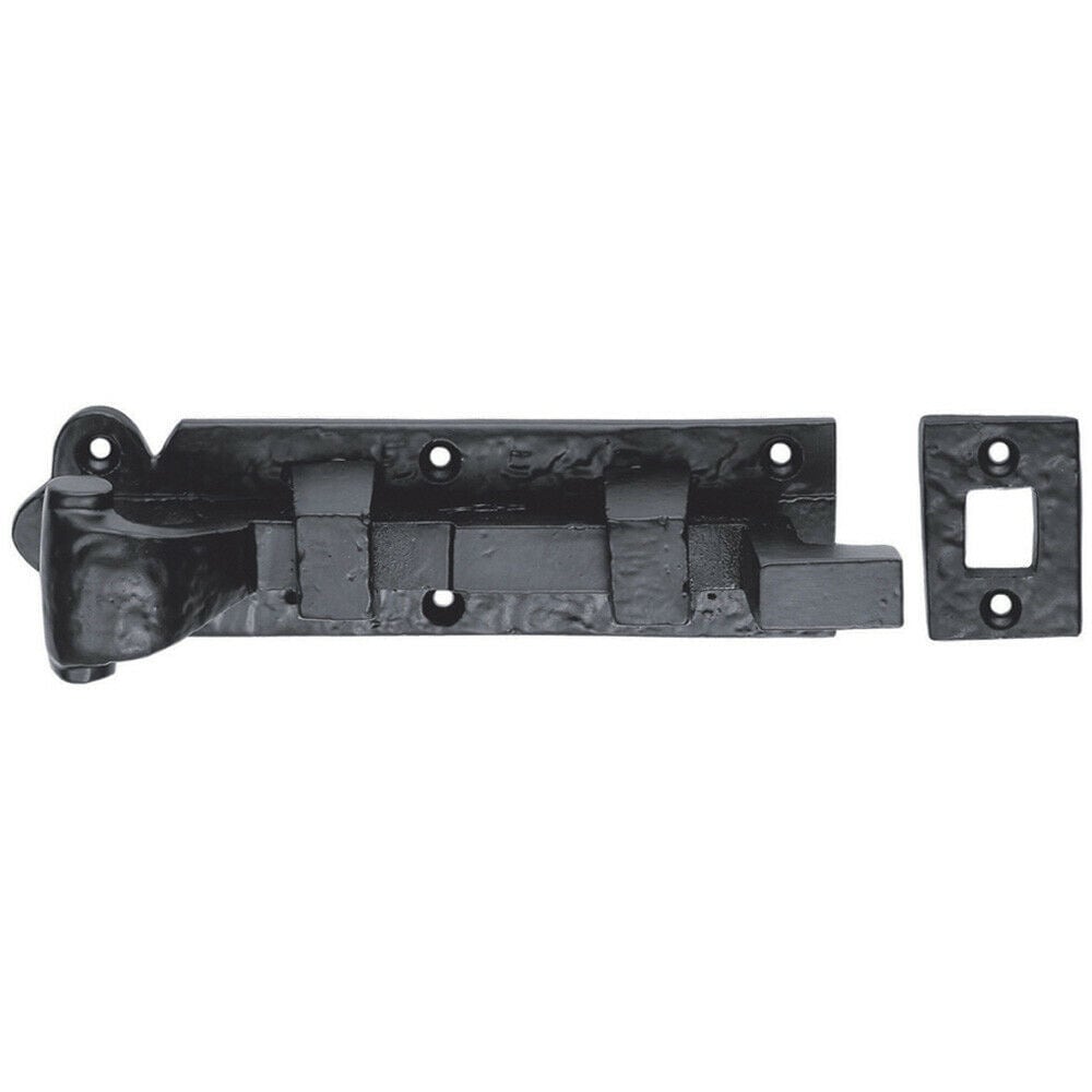 Loops Cranked Barerel Surface Mounted Door Bolt Lock 157 x 45mm Black Antique