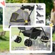 image 9 of PawHut Pet Stroller Foldable Travel Carriage w/ Brake Basket Canopy, Grey