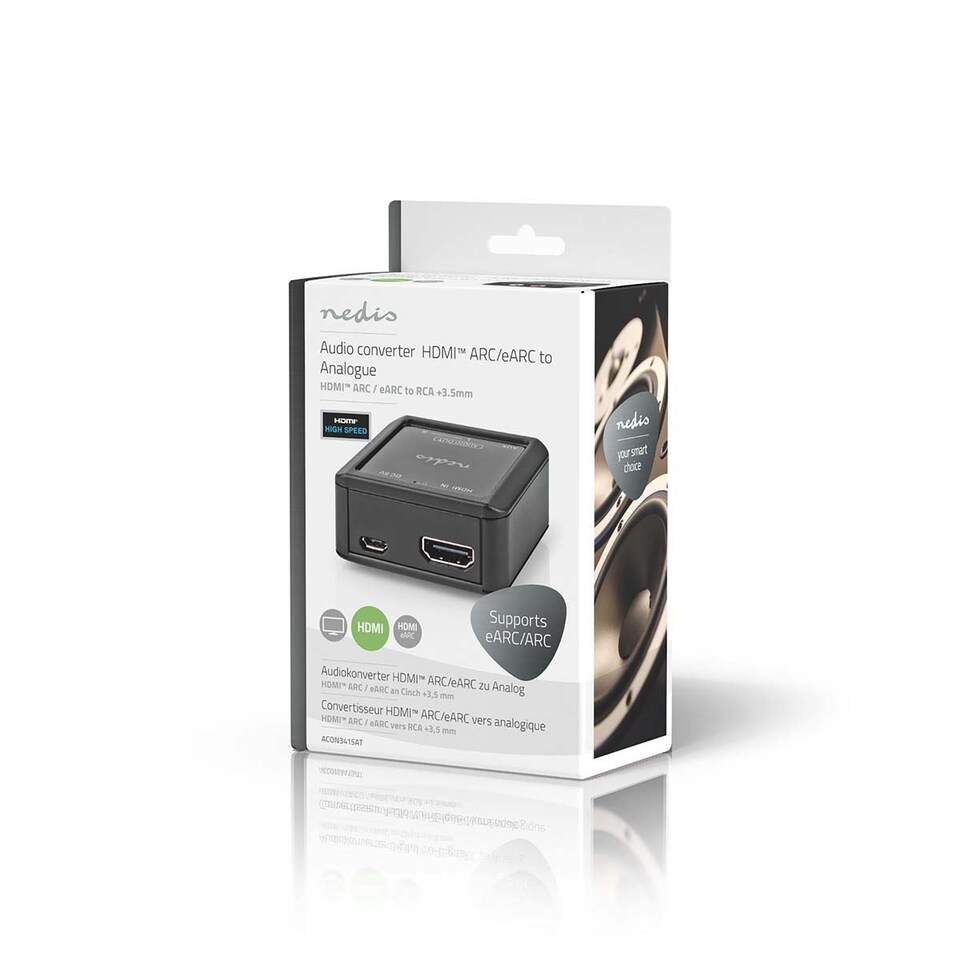 image 1 of Nedis Digital-Analog Audio Extraction Converter HDMI input to 2x RCA female) or 3.5mm Output eARC, Automatic, for Soundbars etc..