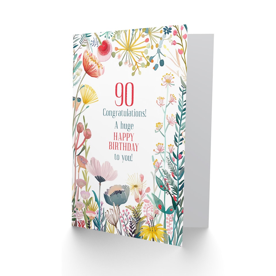 image 1 of Greeting Card 90 Year Old Congratulations Milestone Floral 90th
