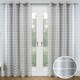 image 1 of Pair of Antigua Grey Chenille Stripe Voile Panels 54 inch (137 cm) Light Filtering Eyelet Linen-Look Voile Panels for Bedroom and Living Room