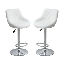 Alivio Set of 2 Modern Chrome Adjustable Swivel Bar Stools with Footrest