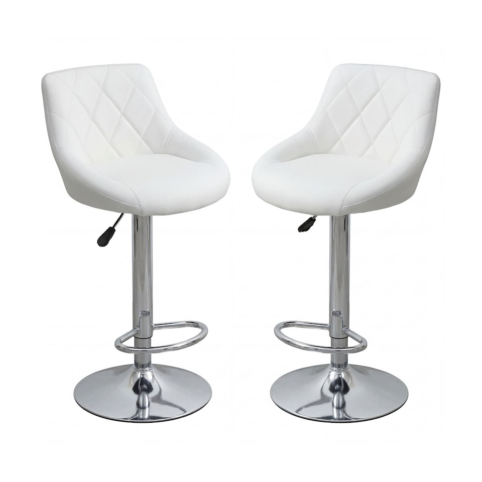 image 1 of Alivio Set of 2 Modern Chrome Adjustable Swivel Bar Stools with Footrest