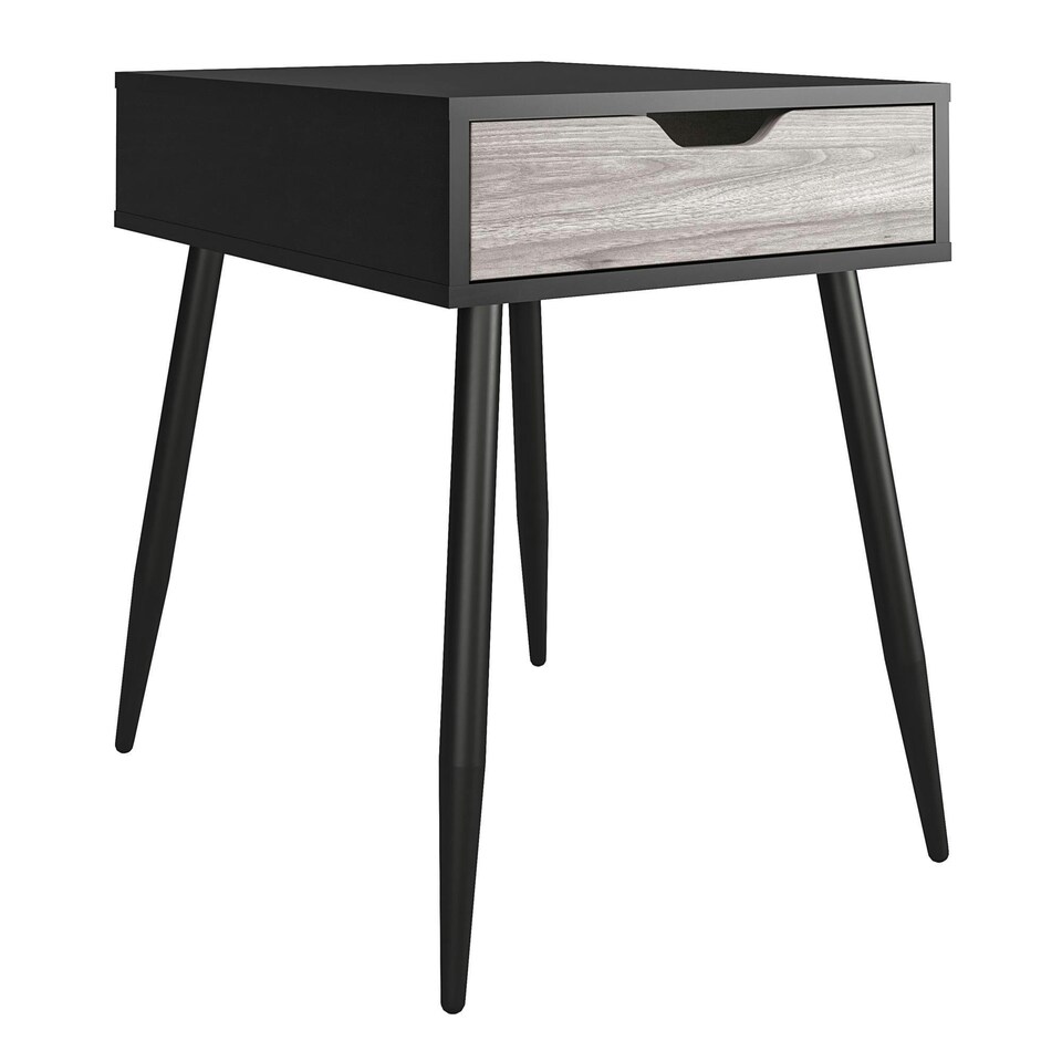 image 1 of Copley End Table with 1 Drawer in Black Oak | Black | Black
